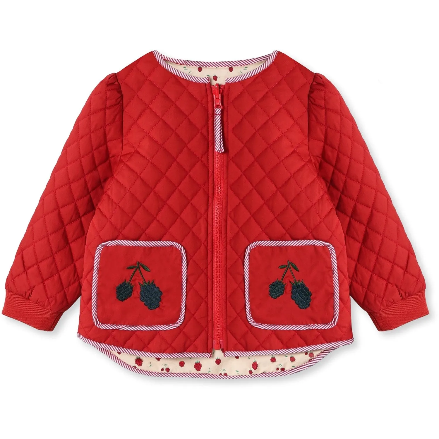 Fliink Pompeian Red Aop Kota Berry Jacket Discount Trendy Protection