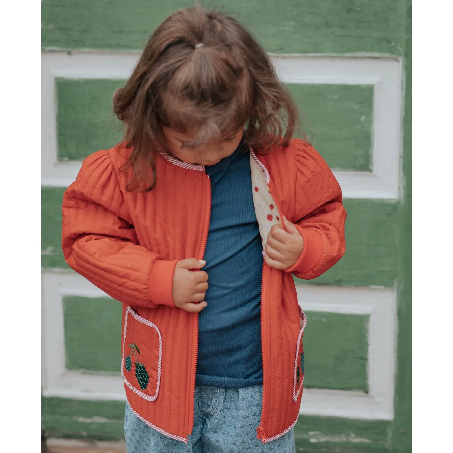 Fliink Pompeian Red Aop Kota Berry Jacket WaterResistant Shell GloveFriendly Cuff Design