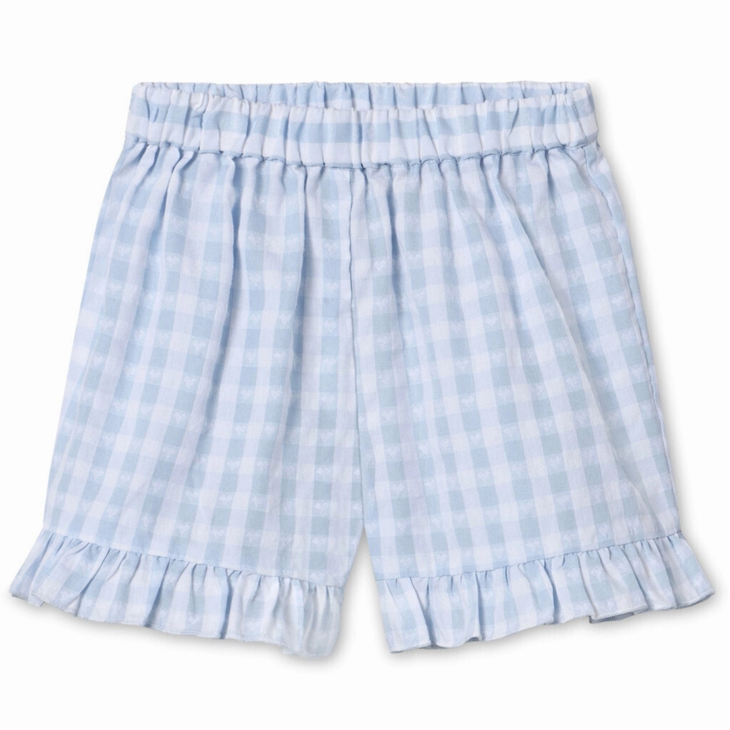 TaglessLabeling Active Wear Shorts Fliink Dream Blue Check Pari Ruffle Shorts