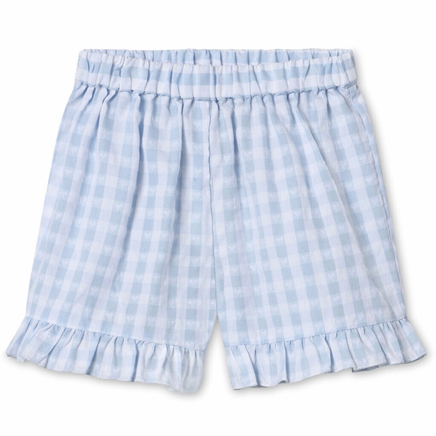 Nylon shorts Tear Resistant Fabric Fliink Dream Blue Check Pari Ruffle Shorts