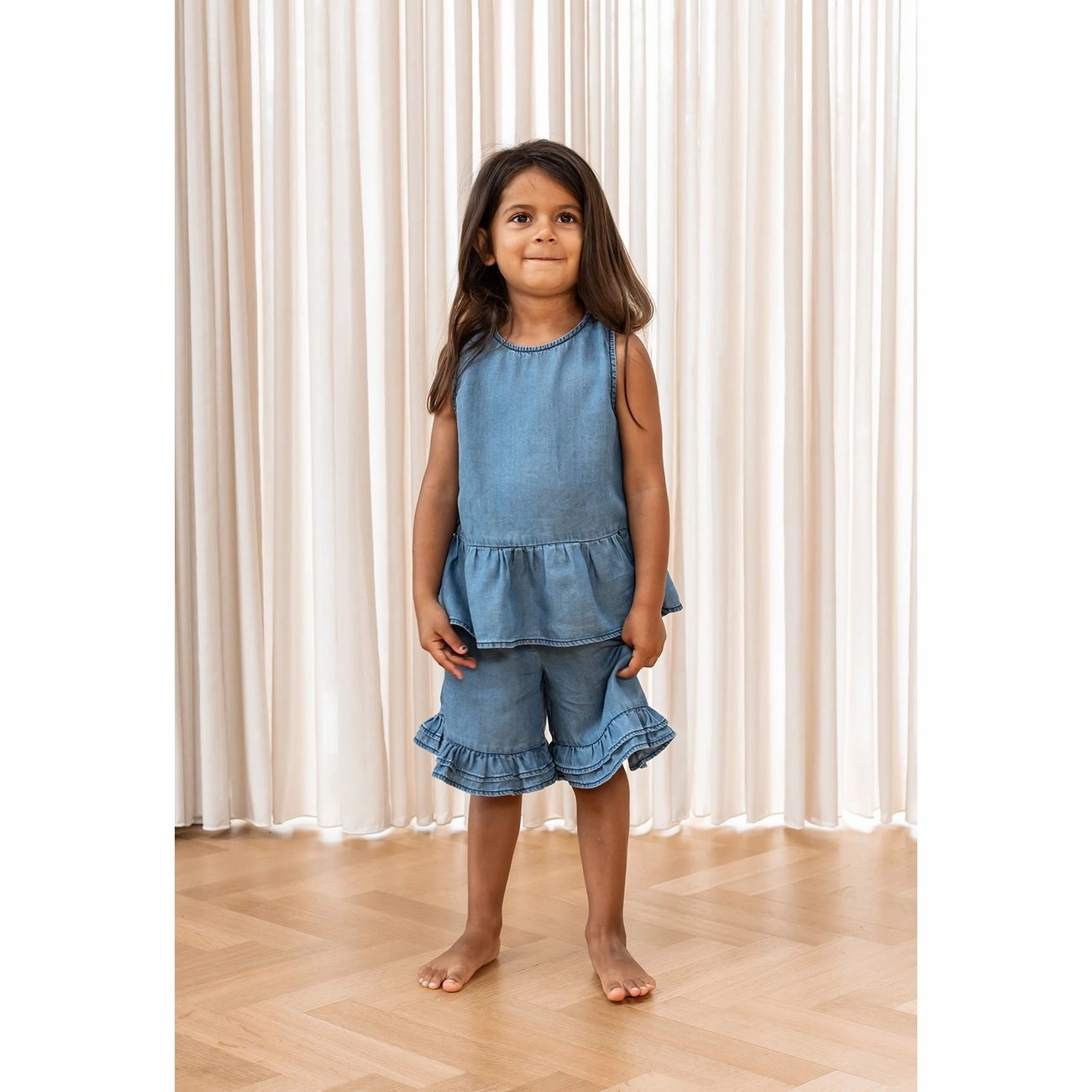 Fliink Light Denim Blue Hi Shorts Fast Absorption Textile