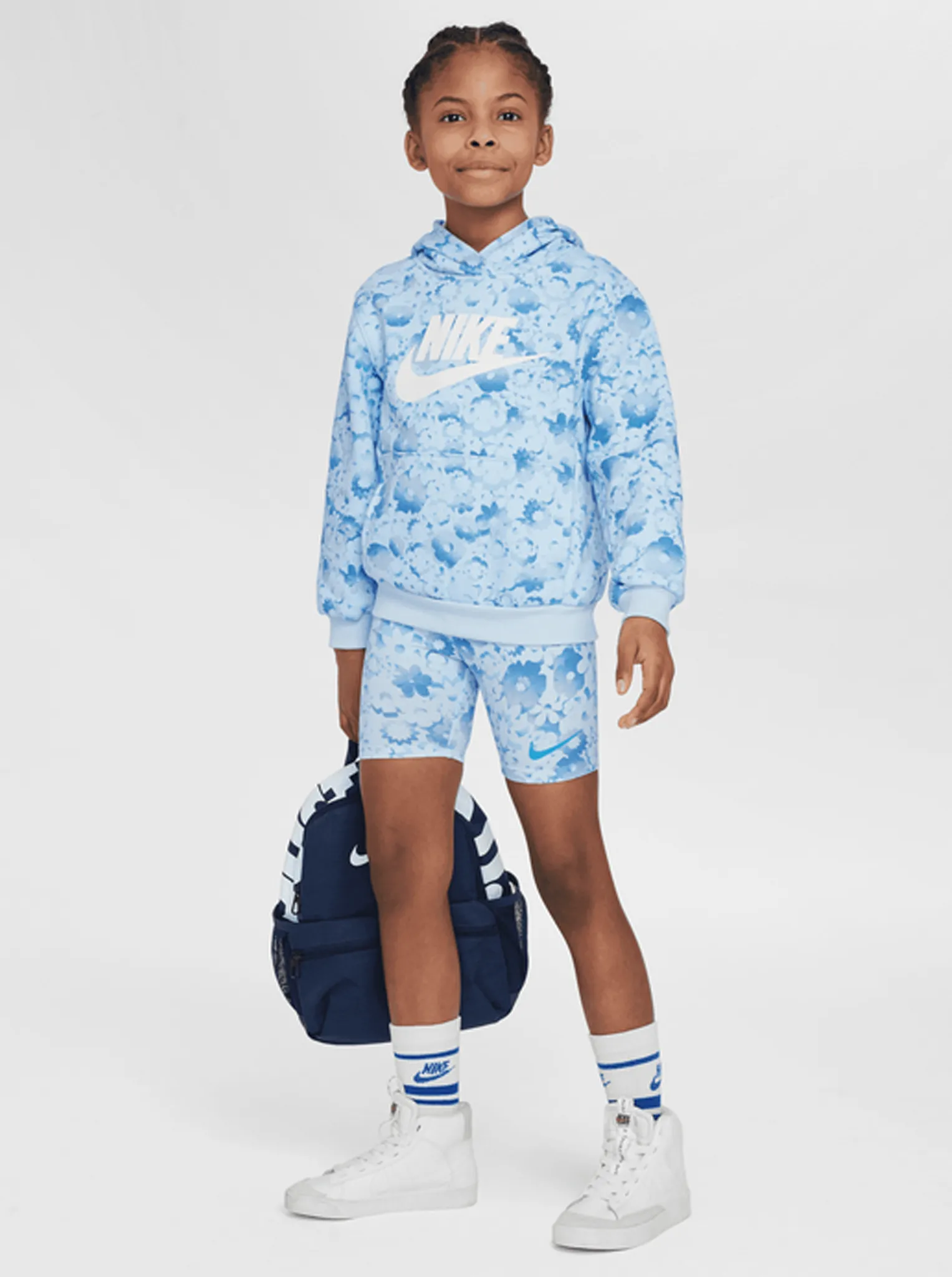 Flow-Ral Printed Pullover Hoodie Kids Cross Ventilation Matrix ironing