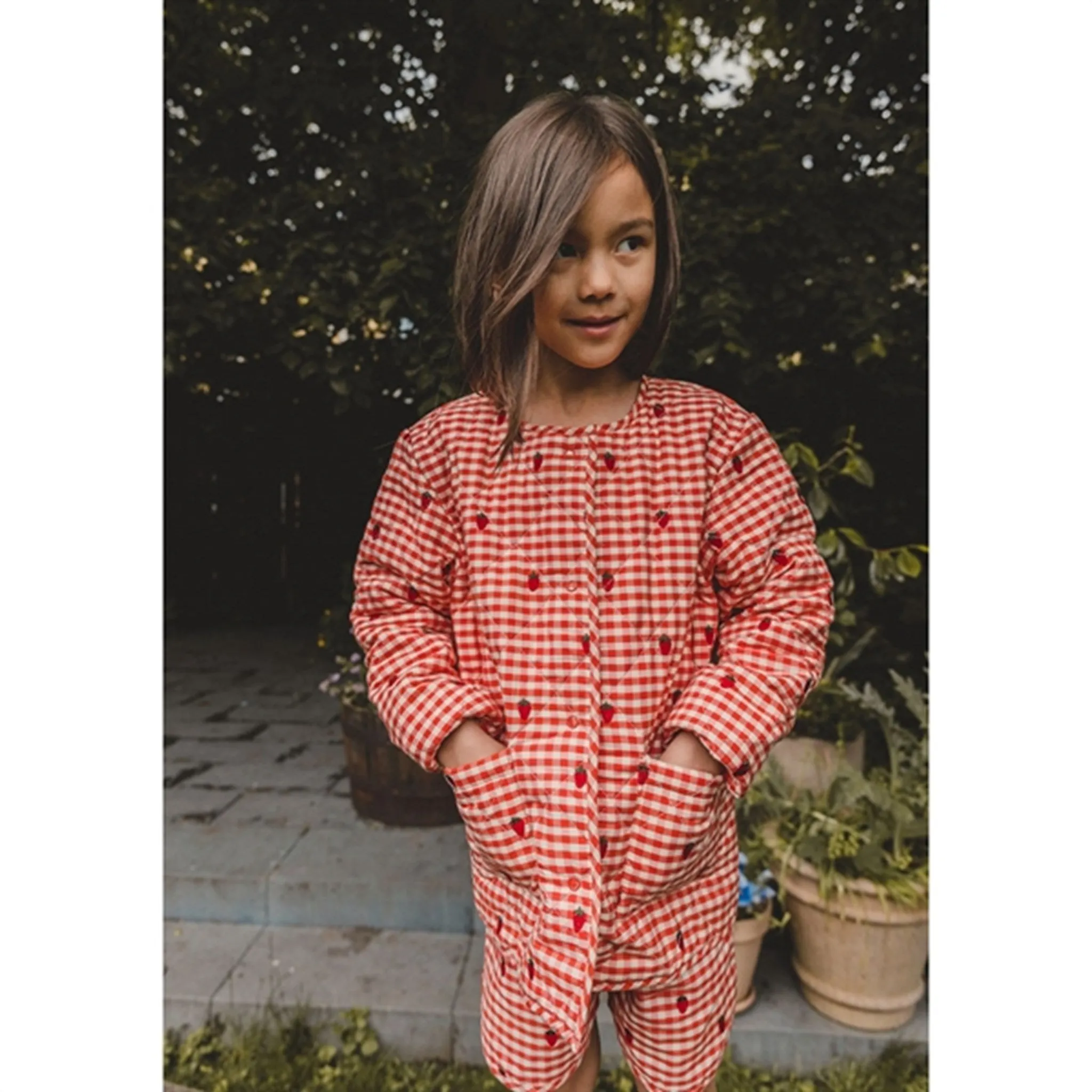 High Collar Fit Weather Fit Fl?ss Molly Jacket Berry Gingham