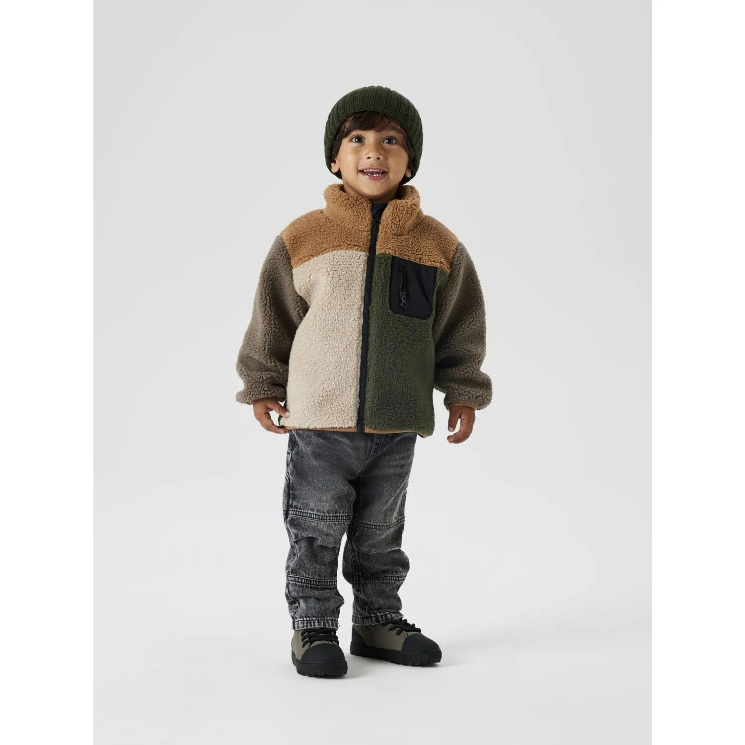 Name It Toasted Coconut Nmmmonico Teddy Jacket Block Hardware Primaloft Insulation
