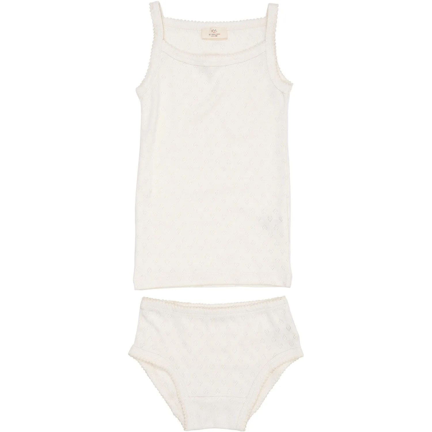 Traditional COPENHAGEN COLORS Cream Pointelle Heart Underwear Set