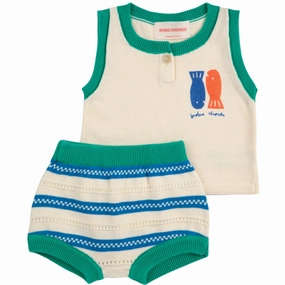 Bobo Choses Offwhite Lucky Fish Knitted Set Soft Touch