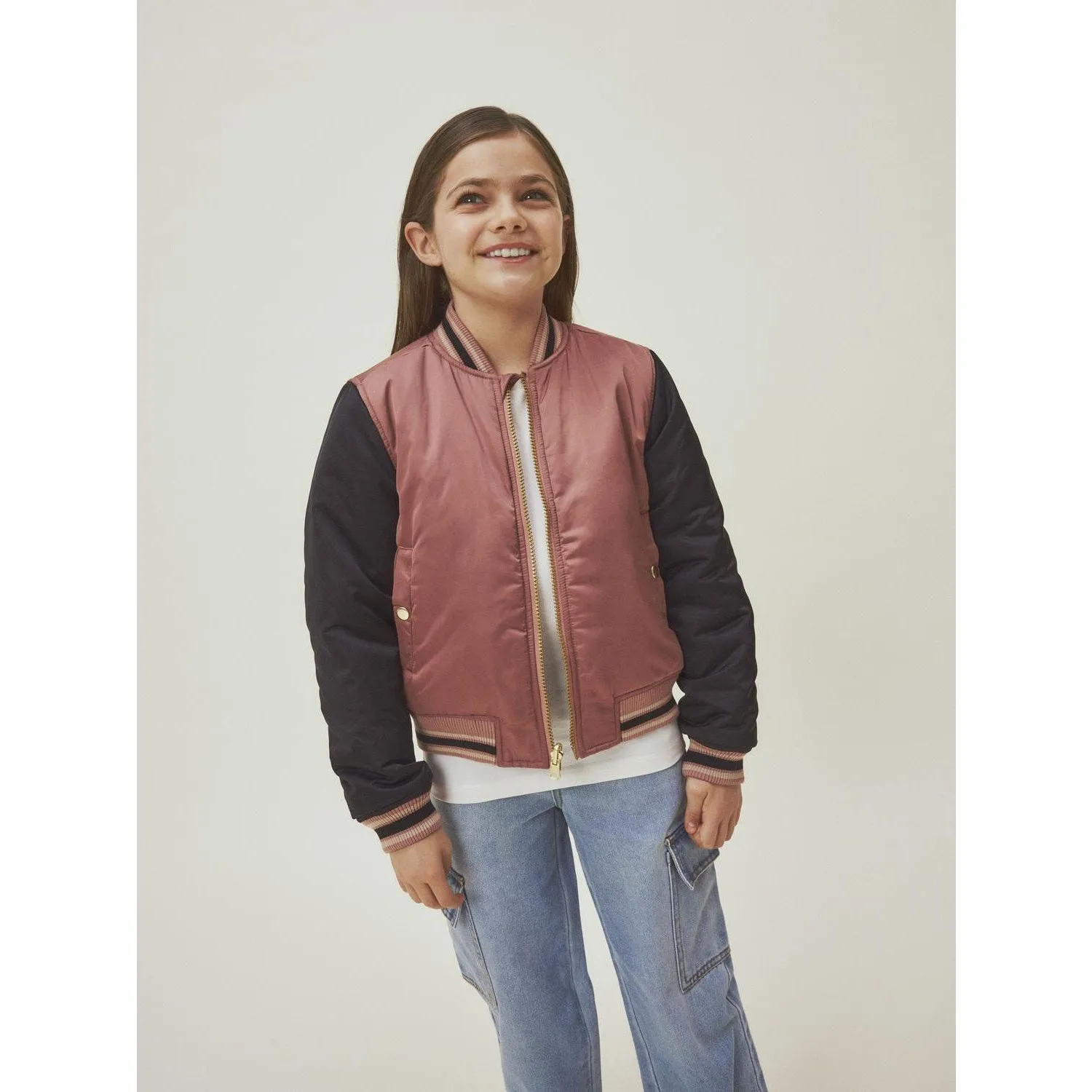 Name It Black Mariska Bomber Jacket Reversable Heavy Duty Zippers