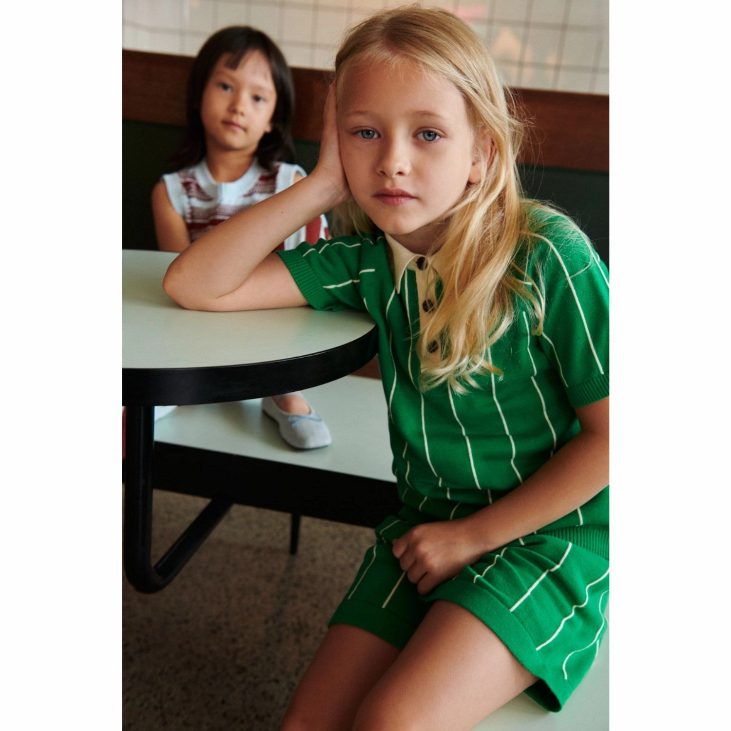 Metallic accents FUB basil/ecru Striped Shorts