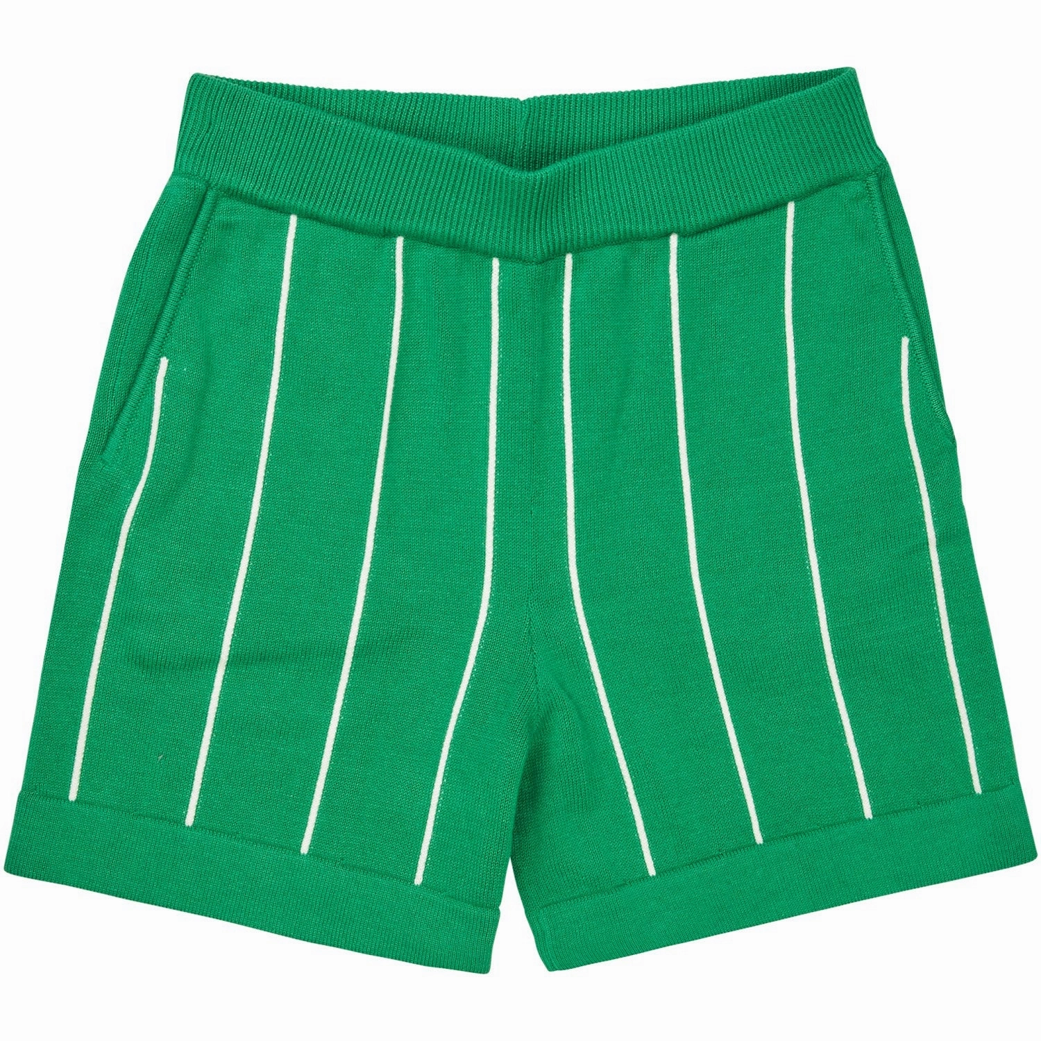 Mesh Fabric plus-size choice FUB basil/ecru Striped Shorts