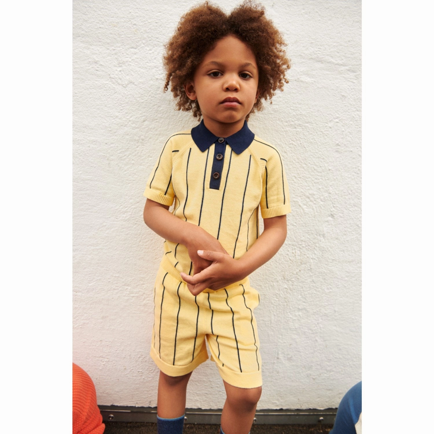 FUB vanilla/dark navy Striped Shorts Wrinkle resistant fabric Water resistant coating