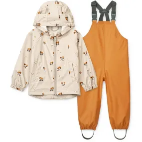 Liewood Melodi Printed Rainwear Set Peach / Sandy mountain gear Compact Fit