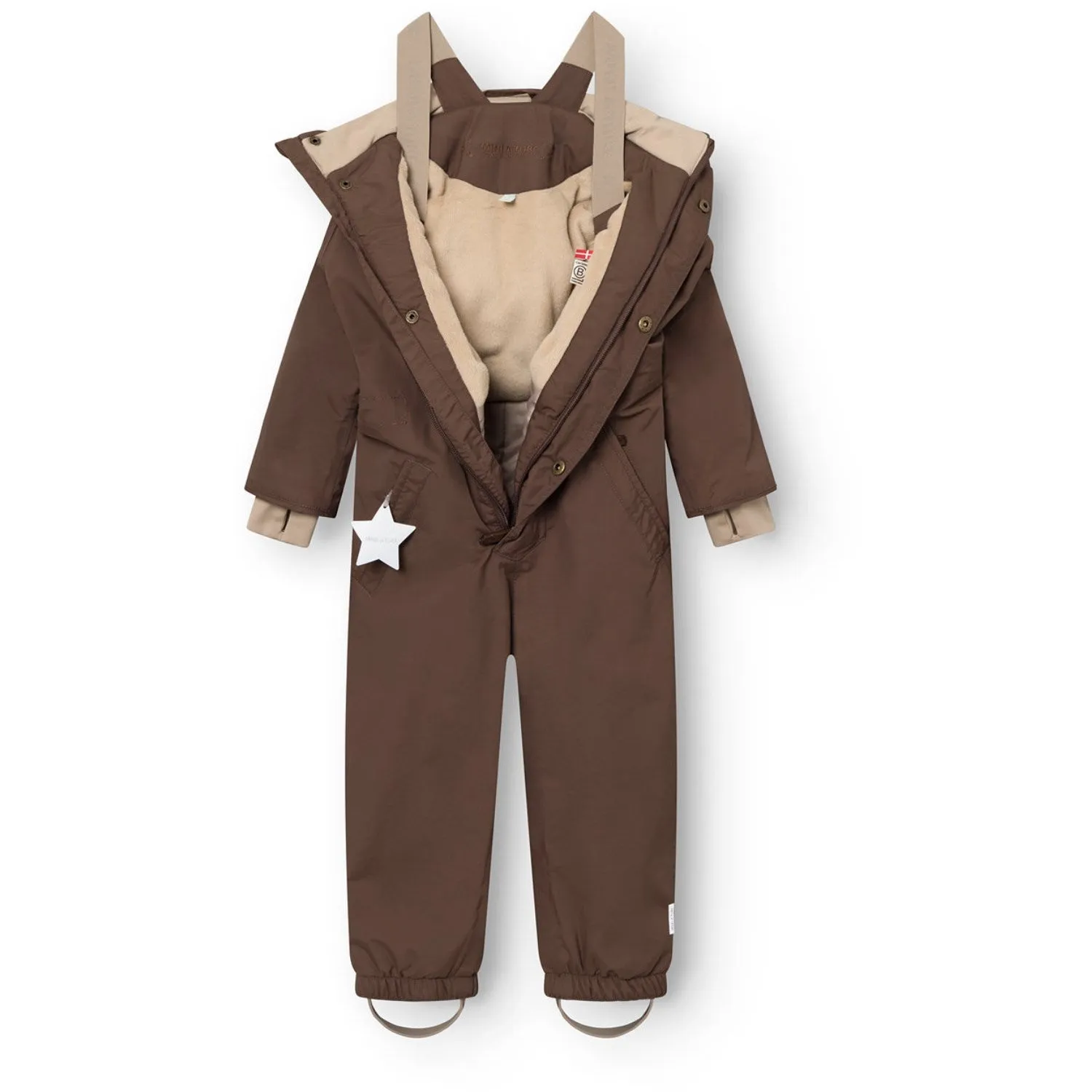 Lace-Edge Mini A ture Chestnut Brown Matwanni Fleece Lined Snowsuit. GRS