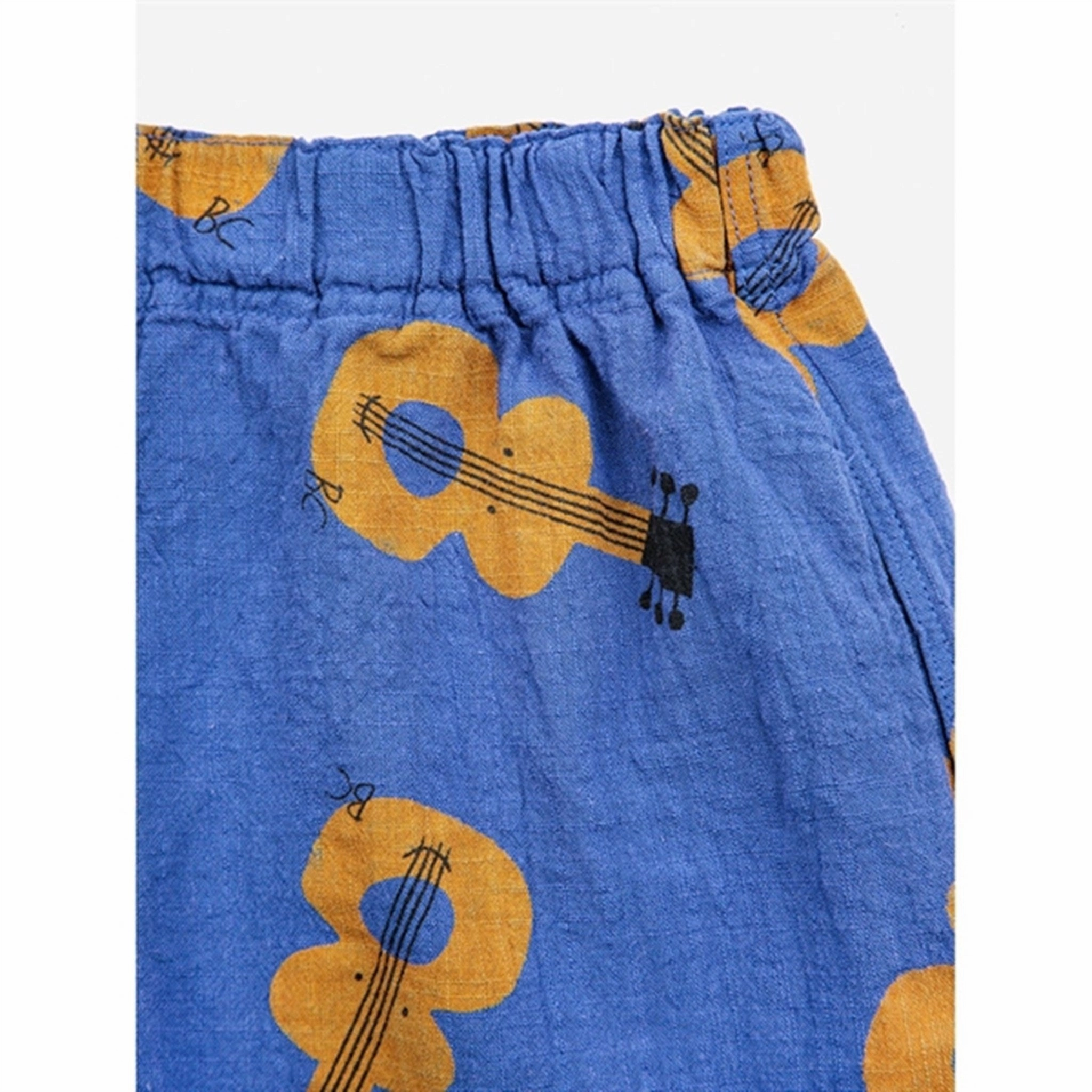 Bobo Choses Acoustic Guitar All Over Woven Shorts Navy Blue GussetDesign