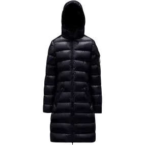 City-Style Romantic-Detail Moncler Navy Moka Long Coat