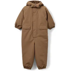 Sofie Schnoor Dusty Brown Snowsuit Pleated-Texture Wrinkle-Free-Finish
