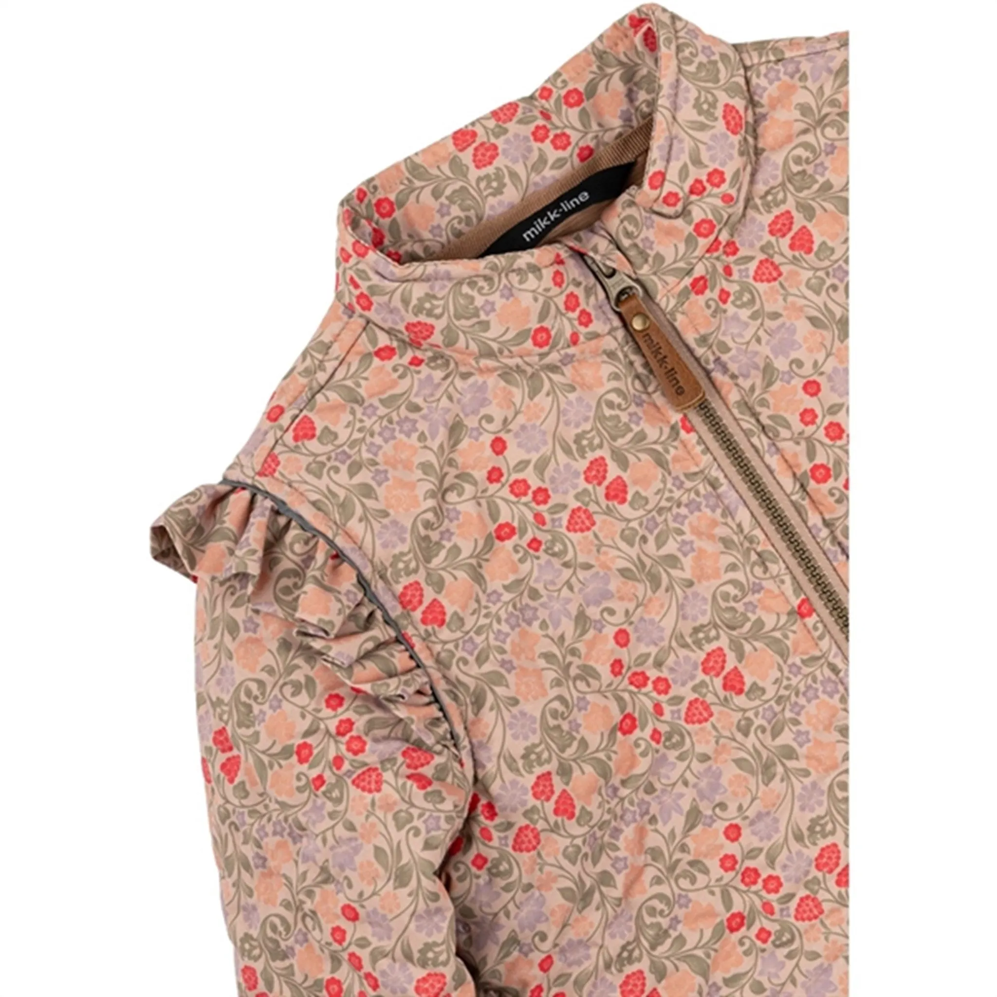 Cozy button-front blouse Stylish all-day shirt Mikk-Line Thermos?t Frill AOP Warm Taupe