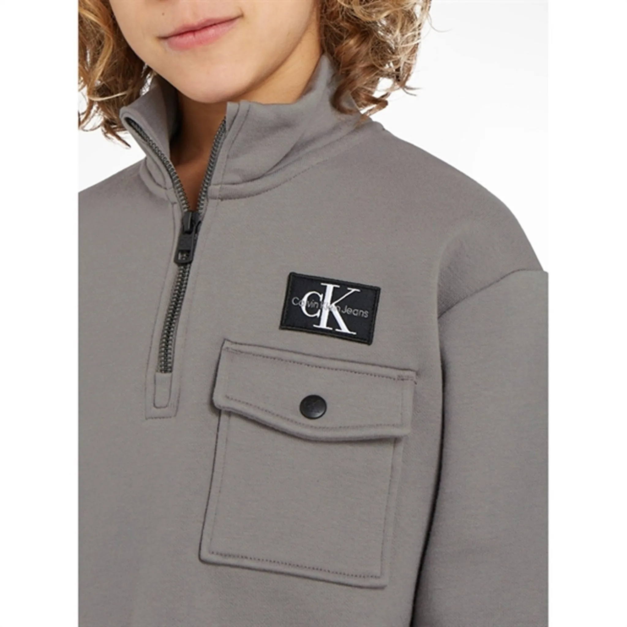 All Day Comfort Calvin Klein Half-Zip Workwear Fleece Popover Brushed Nickel