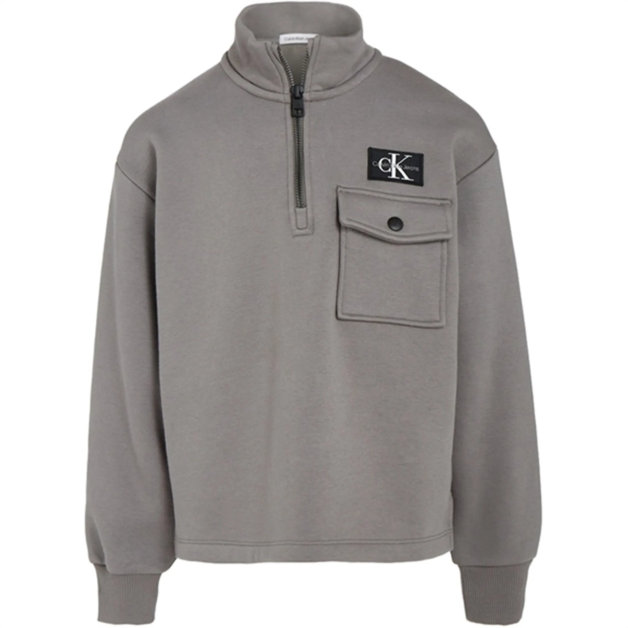 Neutral Style Calvin Klein Half-Zip Workwear Fleece Popover Brushed Nickel