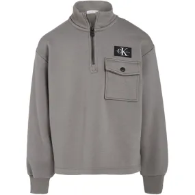 Neutral Style Calvin Klein Half-Zip Workwear Fleece Popover Brushed Nickel