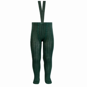 C??ndor Tights Rib Pine Solid-color-choice Rolled waistband