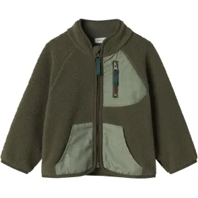 Name It Dusty Olive Buster Regular Teddy Cardigan label student