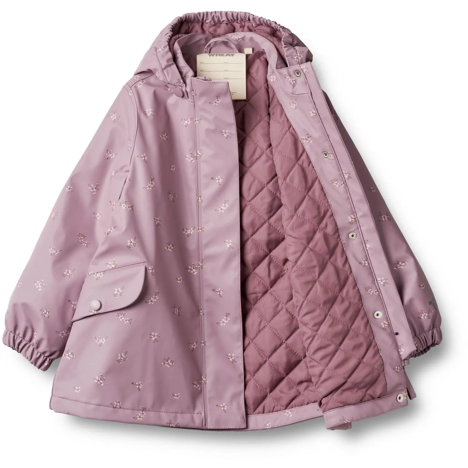 Wheat Soft Lilac Flowers Thermo Rain Jacket Rika Stylish Gear
