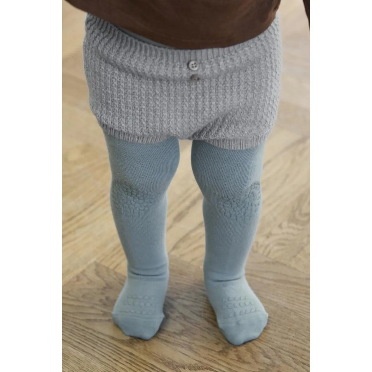 Gobabygo Dusty Blue Crawling Tights Organic Cotton Anti-static