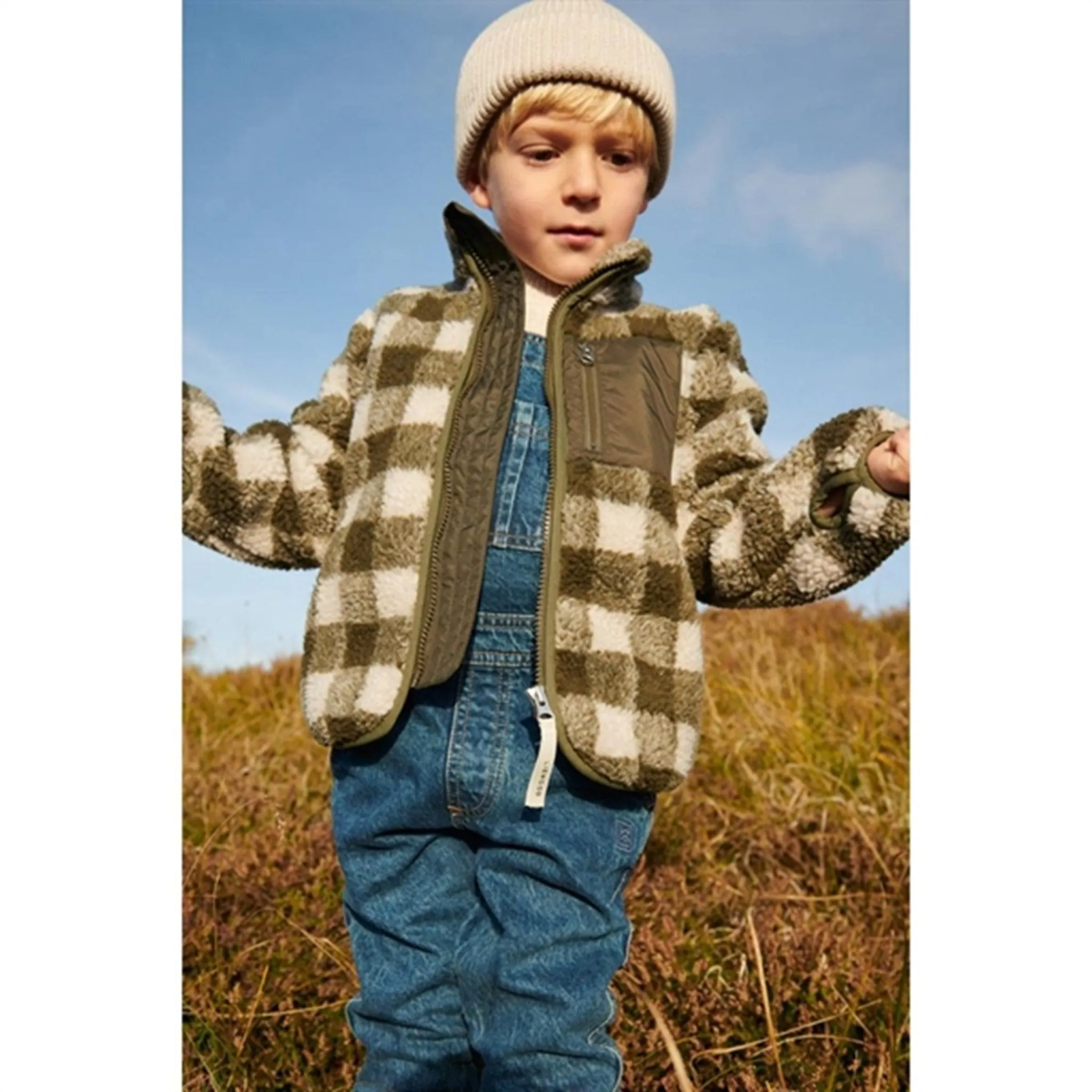 Enjoy Liewood Nolan Pile Jacket Check Army Brown / Dark Sandy