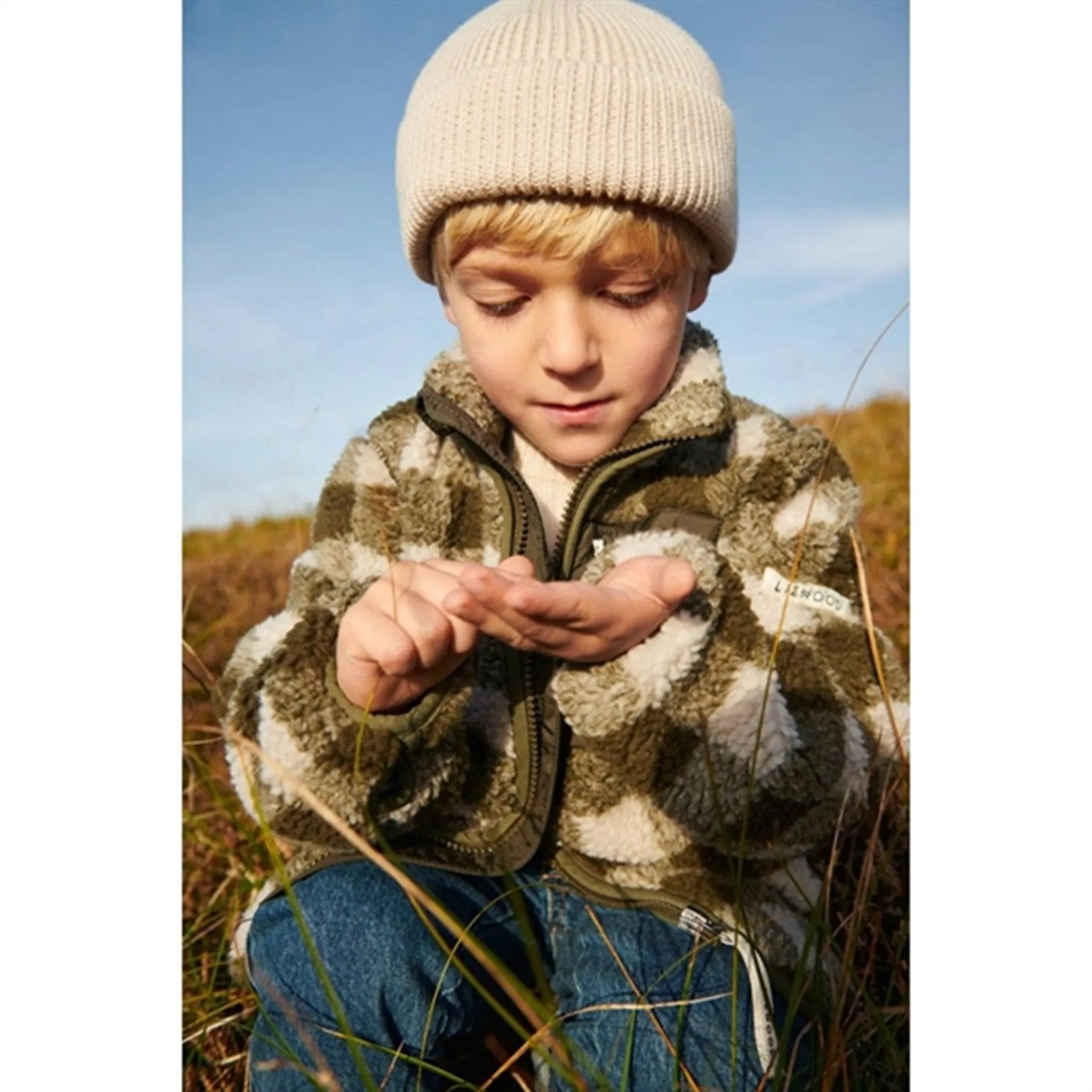 Liewood Nolan Pile Jacket Check Army Brown / Dark Sandy AntiStatic Lining