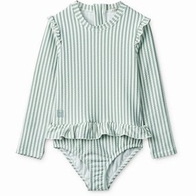 Seaside Getaway Sun Protective Fabric Liewood Sille Swimsuit Y/D Stripe: Sea Blue/White