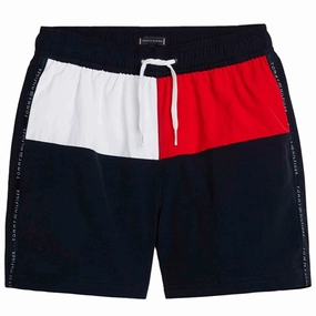 Odor Resistant Finish Tommy Hilfiger Medium Drawstring Swim Trunk Desert Sky