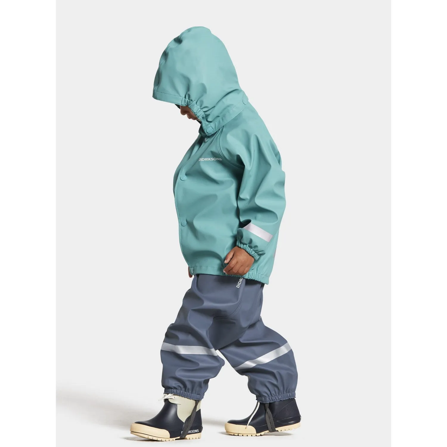 Didriksons Turquoise Aqua Slaskeman Kids Set High Collar Flexible Shell