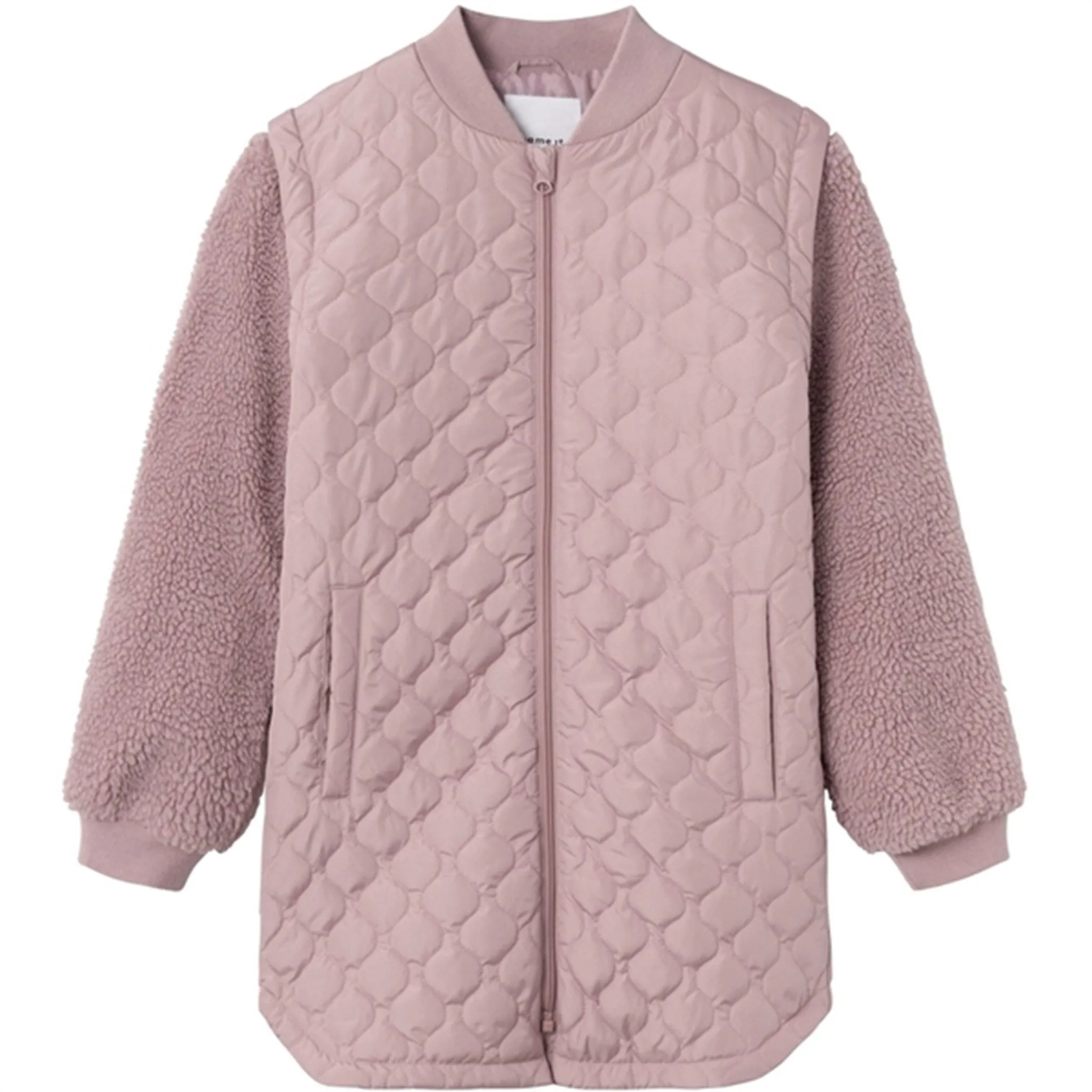 Beaded-Edge Button-Cuff Name it Deauville Mauve Member Long Quilted Jacket