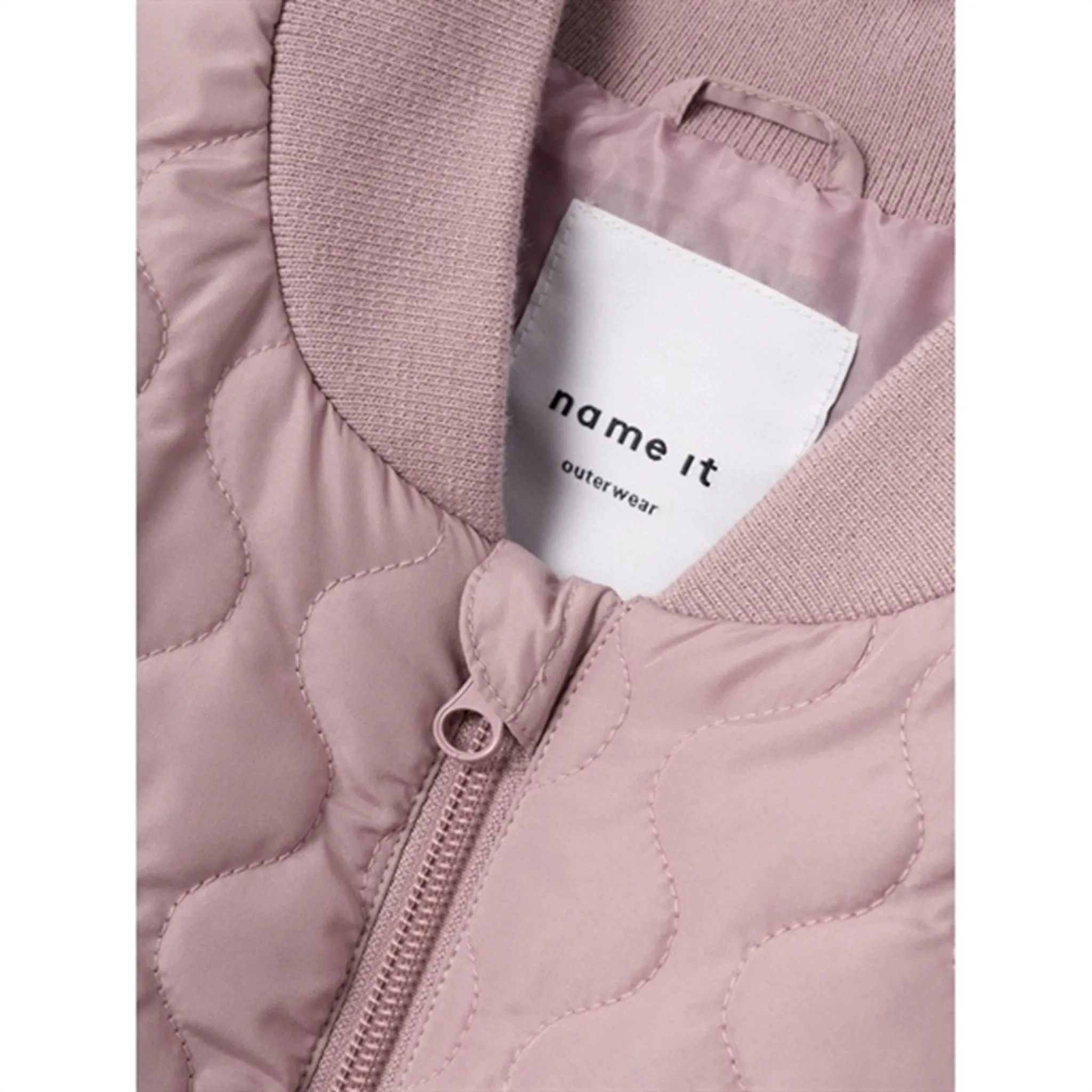 Contrast-Panel Stud-Detail Name it Deauville Mauve Member Long Quilted Jacket