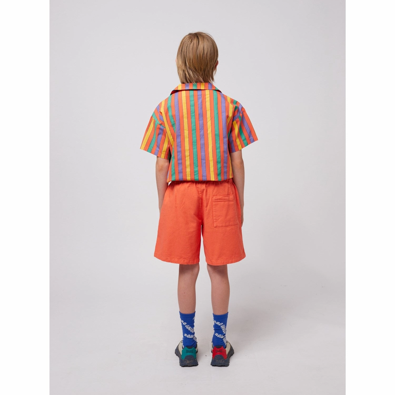 Bobo Choses Red Smiling Woven Bermuda Shorts Warm Day Outfit