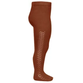 Zipped C??ndor Wool Openwork Tights Terracota