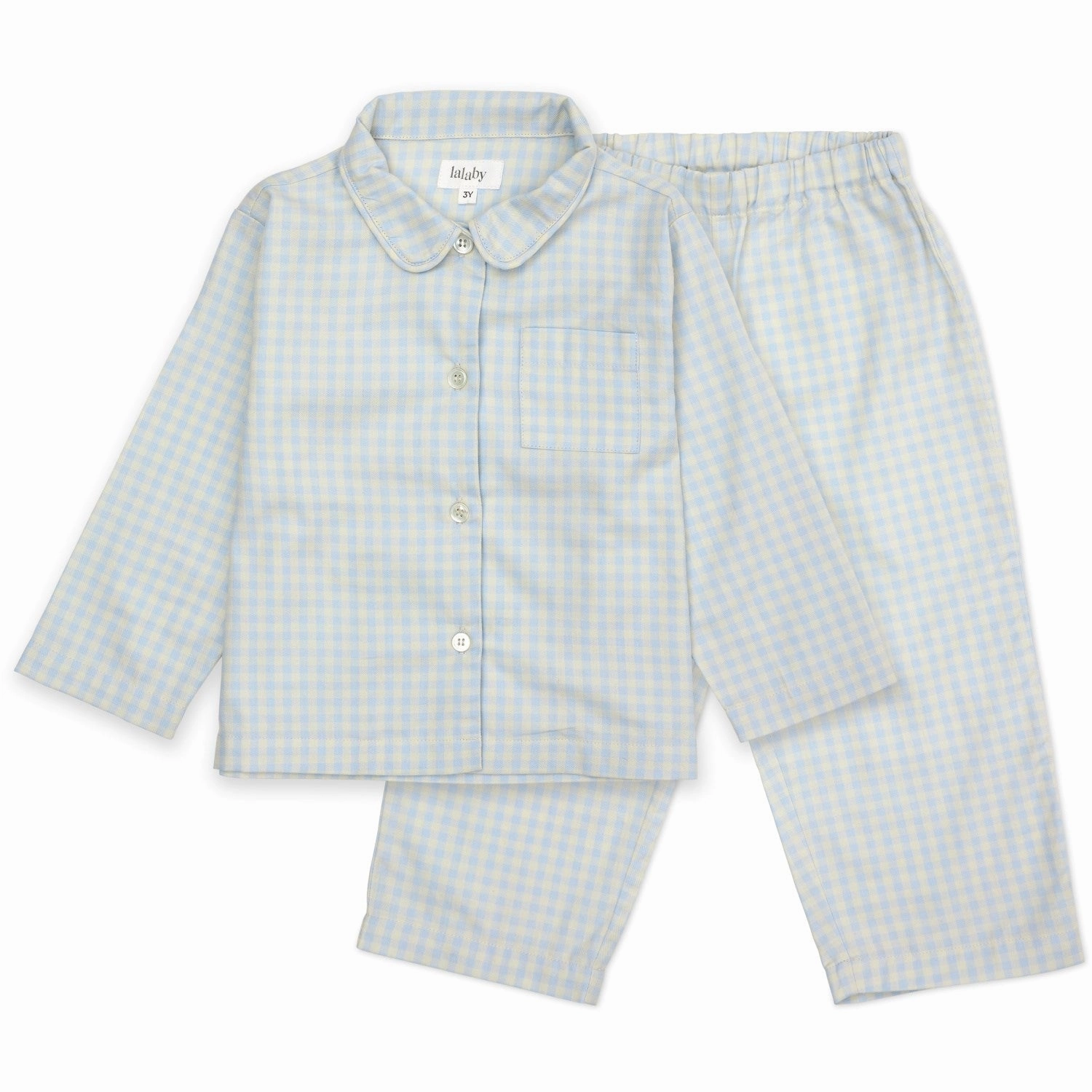 Minimalist Design Snooze Ready Lalaby Blue Gingham Classic Pyjamas