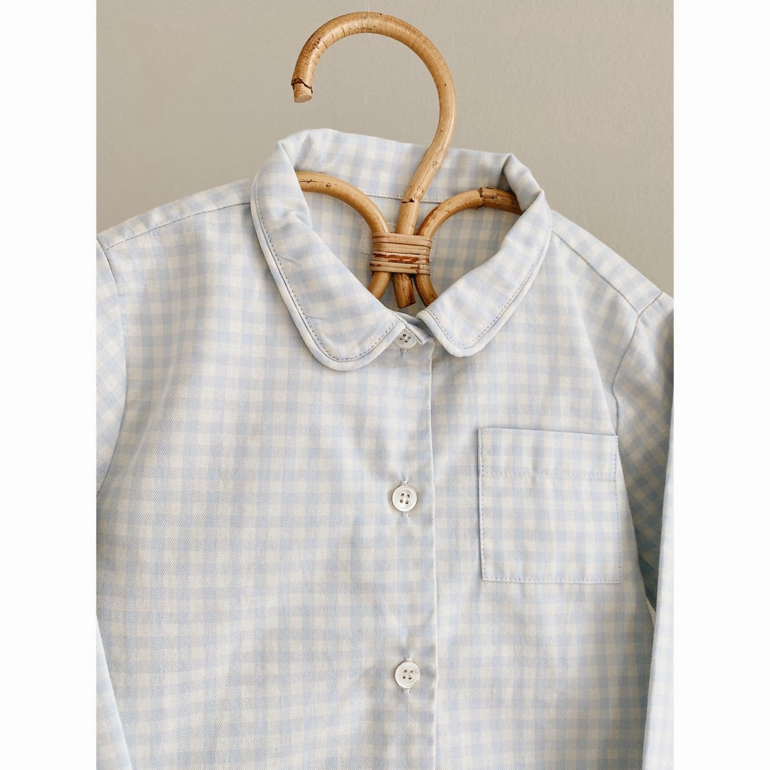 Lalaby Blue Gingham Classic Pyjamas DoubleStitched Hems Home Ready