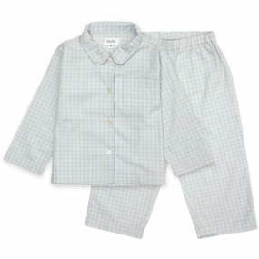Minimalist Design Snooze Ready Lalaby Blue Gingham Classic Pyjamas