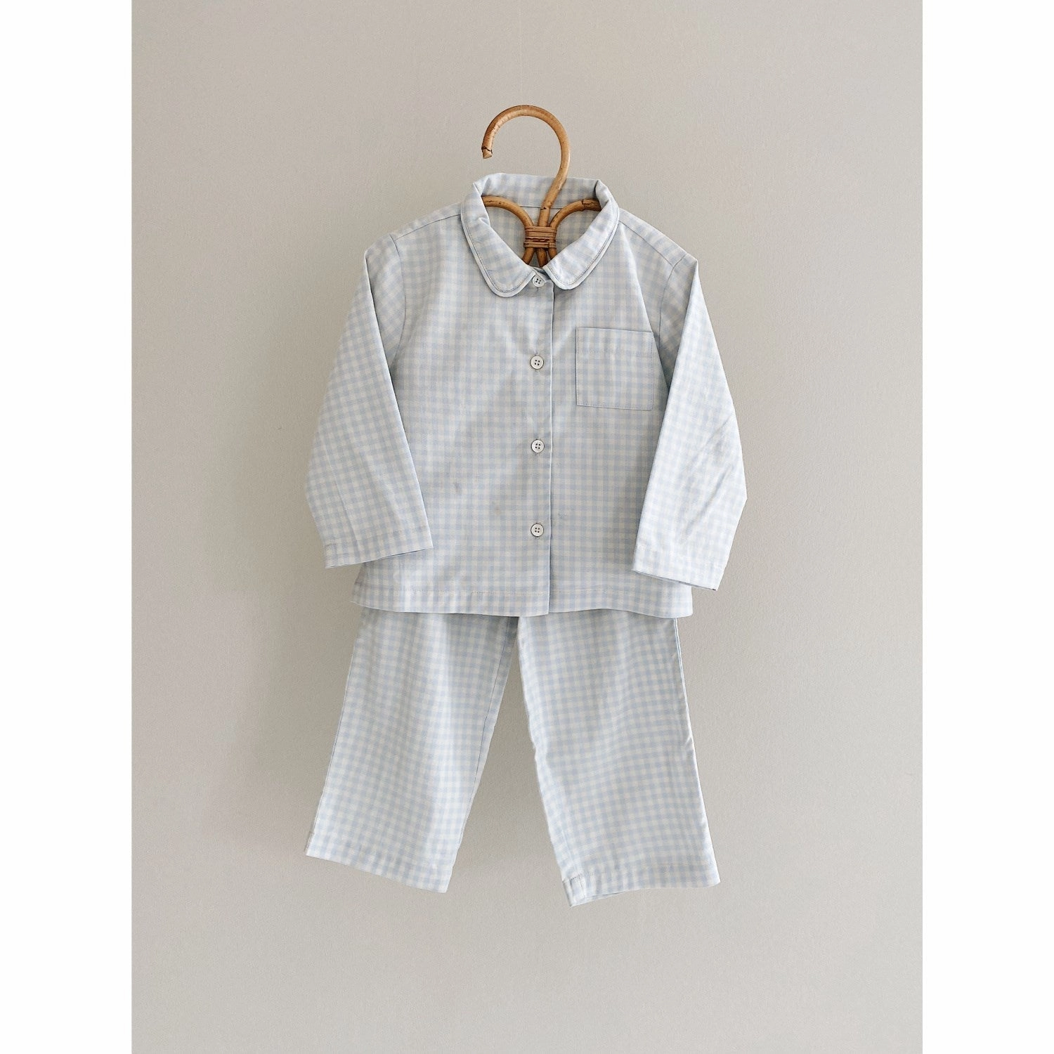 Lalaby Blue Gingham Classic Pyjamas Smooth Drape