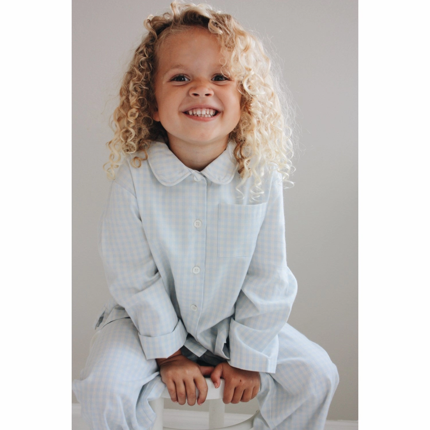 Lalaby Blue Gingham Classic Pyjamas Move Soft Warm Comfort