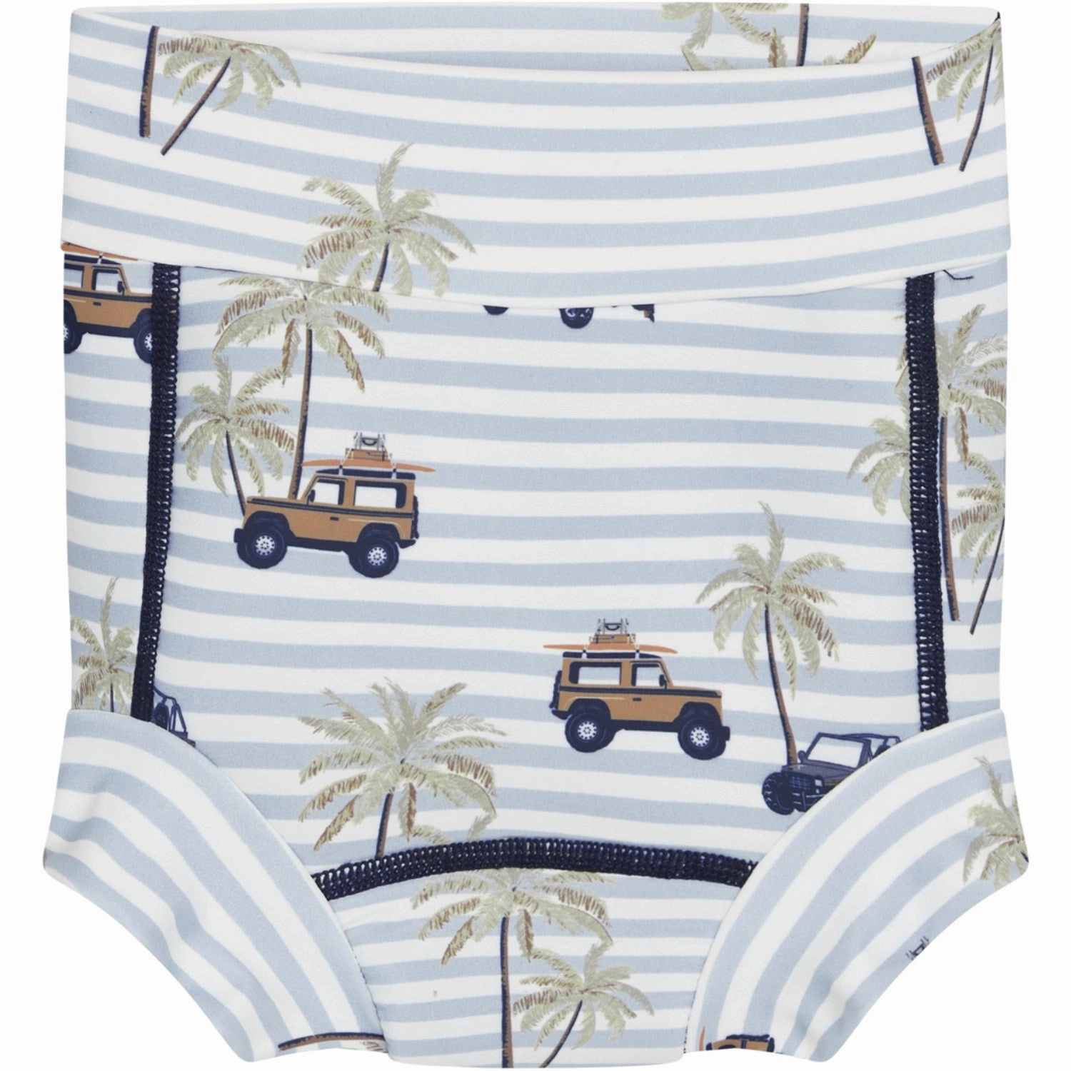 Hust & Claire White Harumi Swim Trunks Neutral Tones Stylish Prints