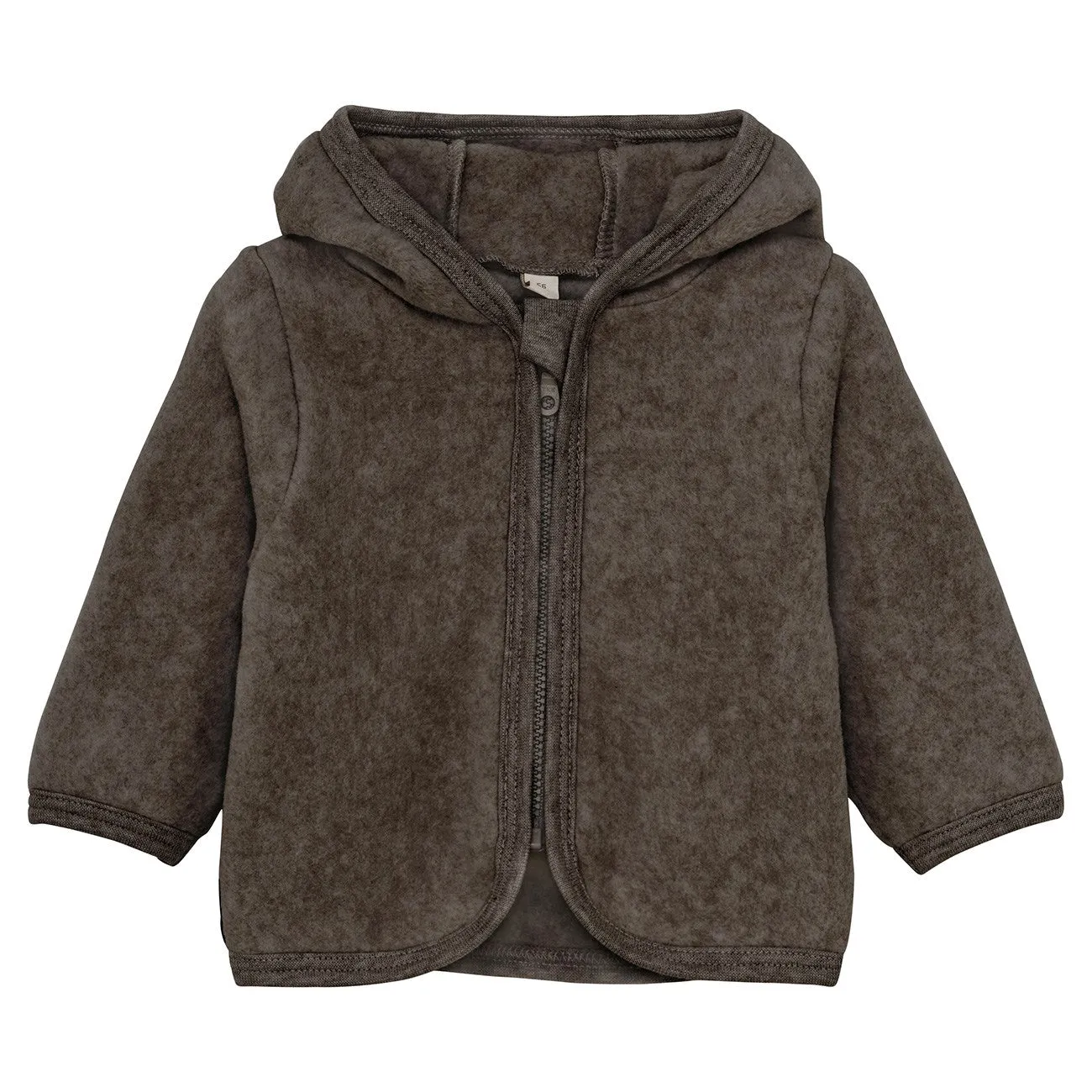 Huttelihut Brown Melange Jacket Ears Cotton Fleece Soft Texture Seasonal Wardrobe