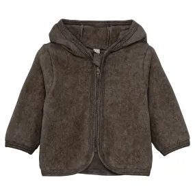 Huttelihut Brown Melange Jacket Ears Cotton Fleece Easy Style
