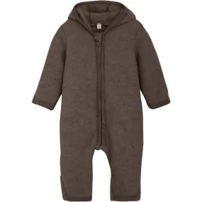 Soft cotton button-down Huttelihut Brown Melange Pram Suit Ears Wool Fleece (S)