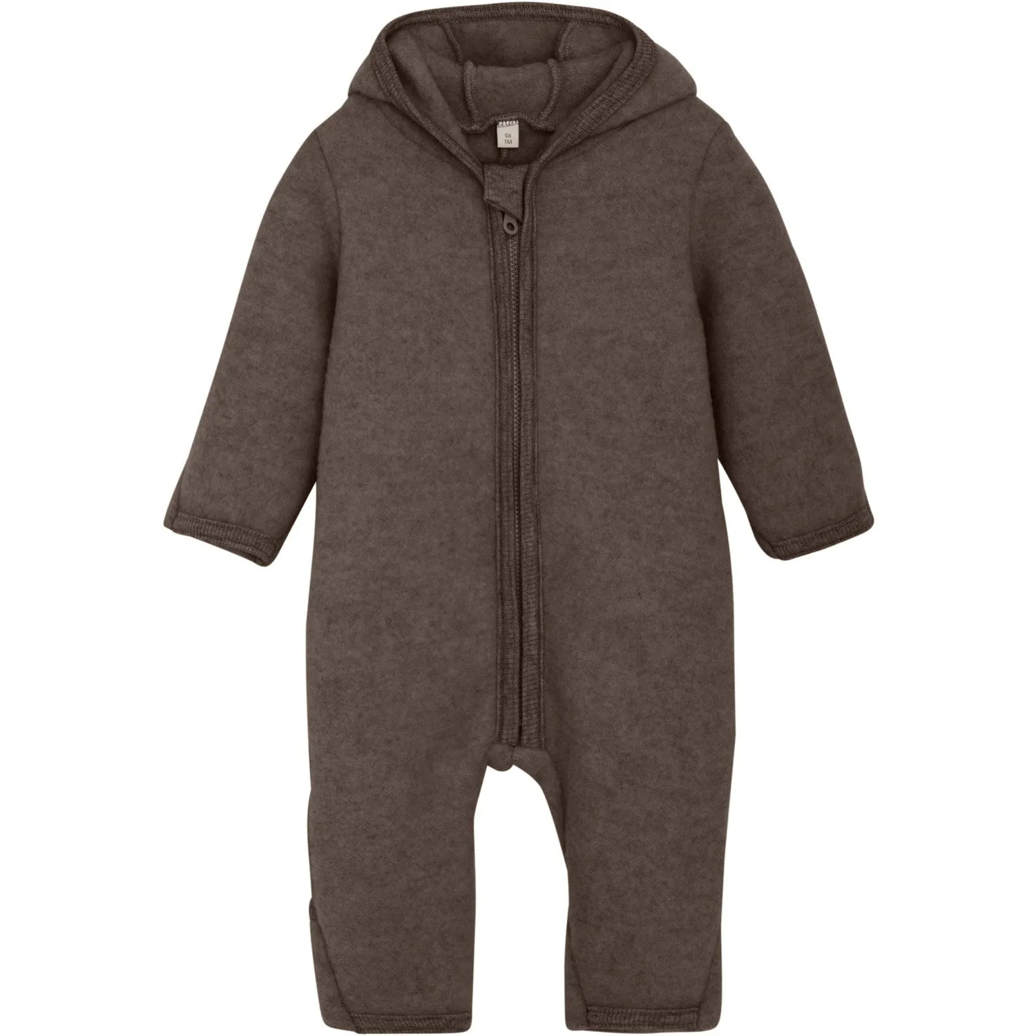 Huttelihut Brown Melange Pram Suit Ears Wool Fleece (S) Ethically-Made