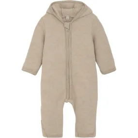 Huttelihut Camel Melange Pram Suit Ears Wool Fleece (S) Tie-Front Trend-Inspired