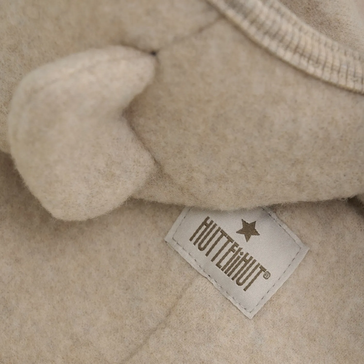 Pleated-Texture Huttelihut Camel Melange Pram Suit Ears Wool Fleece (S)