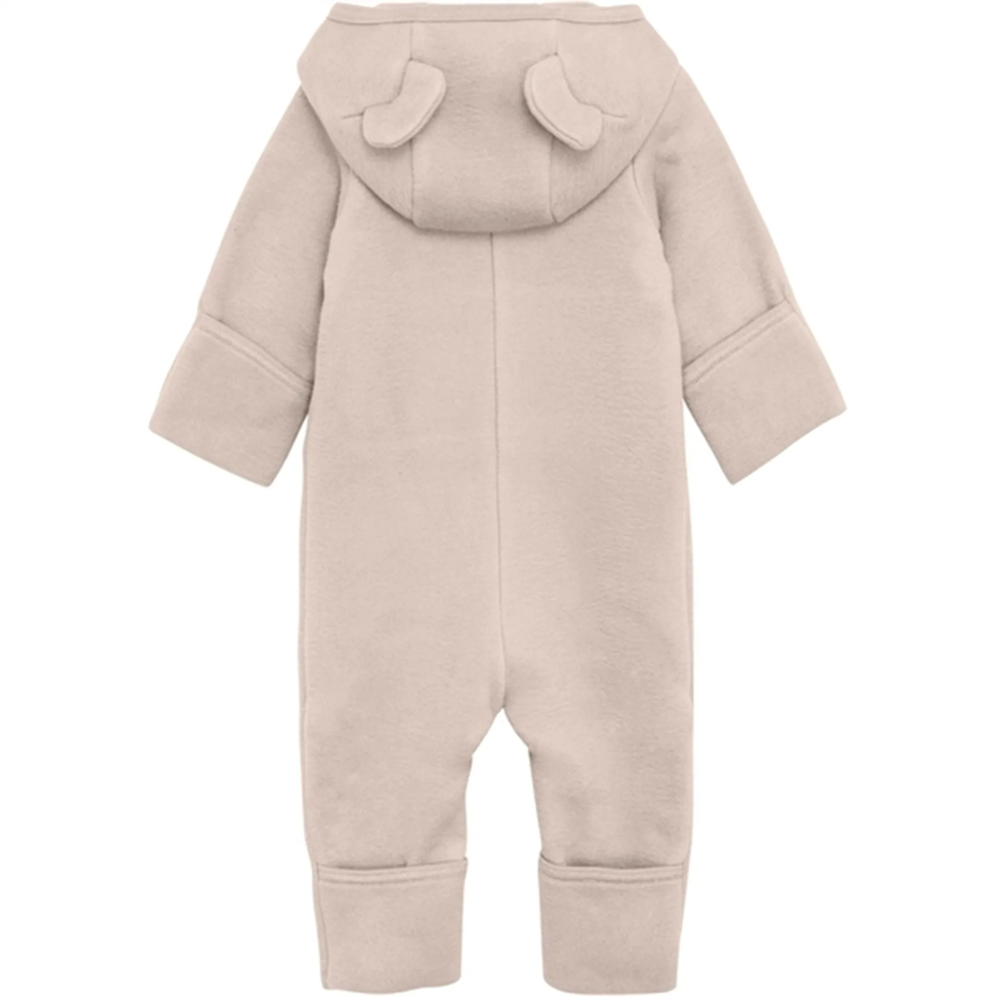 Huttelihut Pram Suit Ears Cotton Fleece Almond Peach Convertible-Sleeve