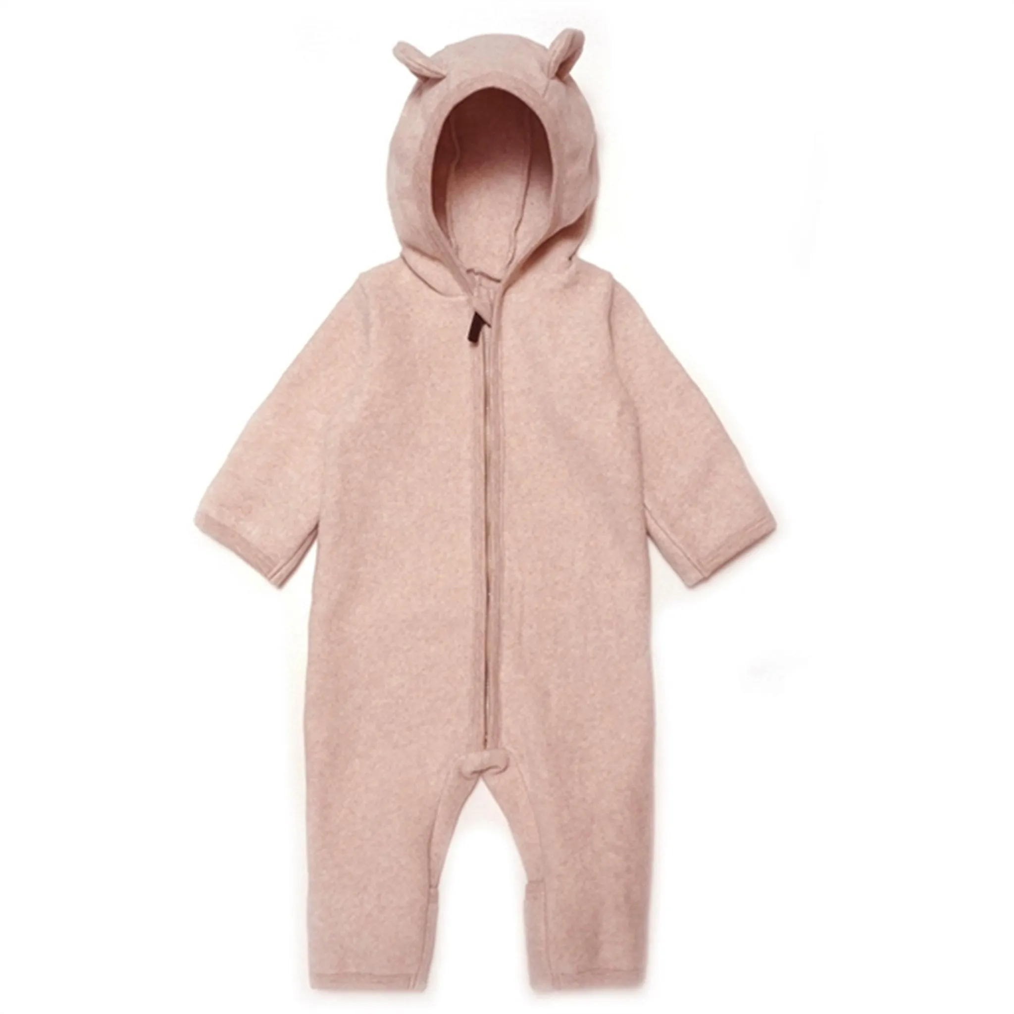 Huttelihut Pram Suit Ears Cotton Fleece Mushi Cot Fleece Dusty Rose Adjustable-Length Comfortable travel shirt